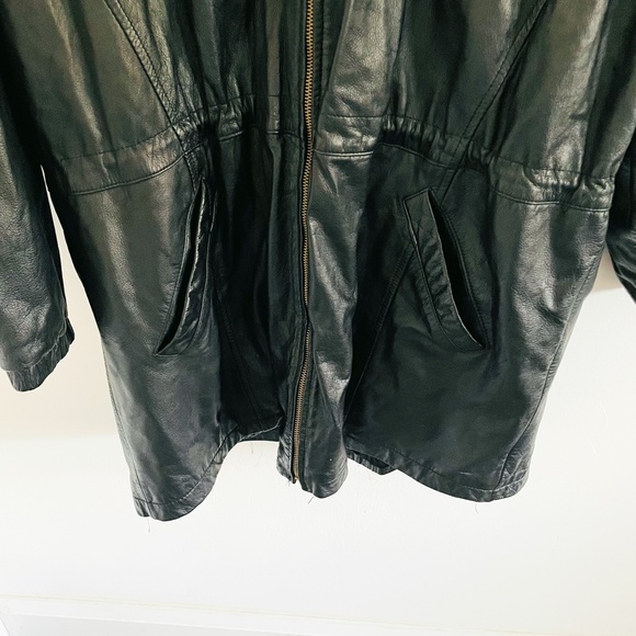 Wilsons Black Leather Toggle Long Hood Jacket XL - Picture 2 of 6
